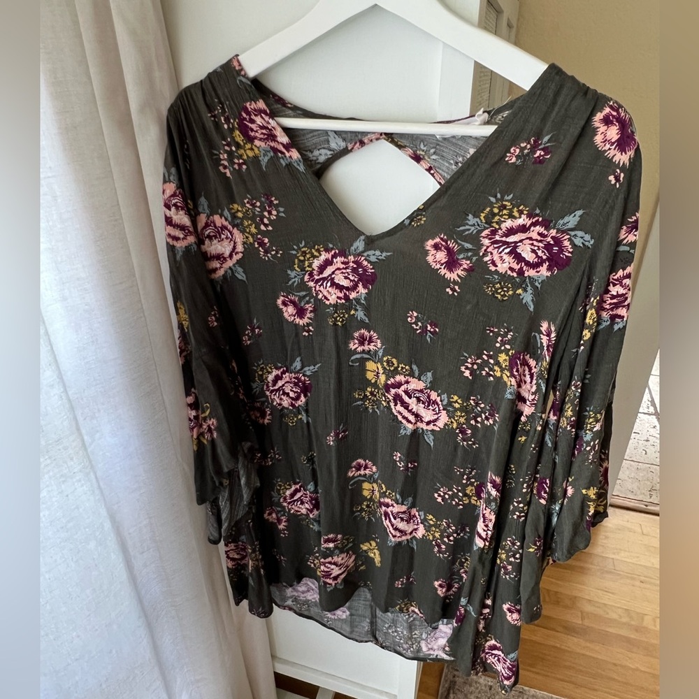 LUSH flowy green and floral dress size XS